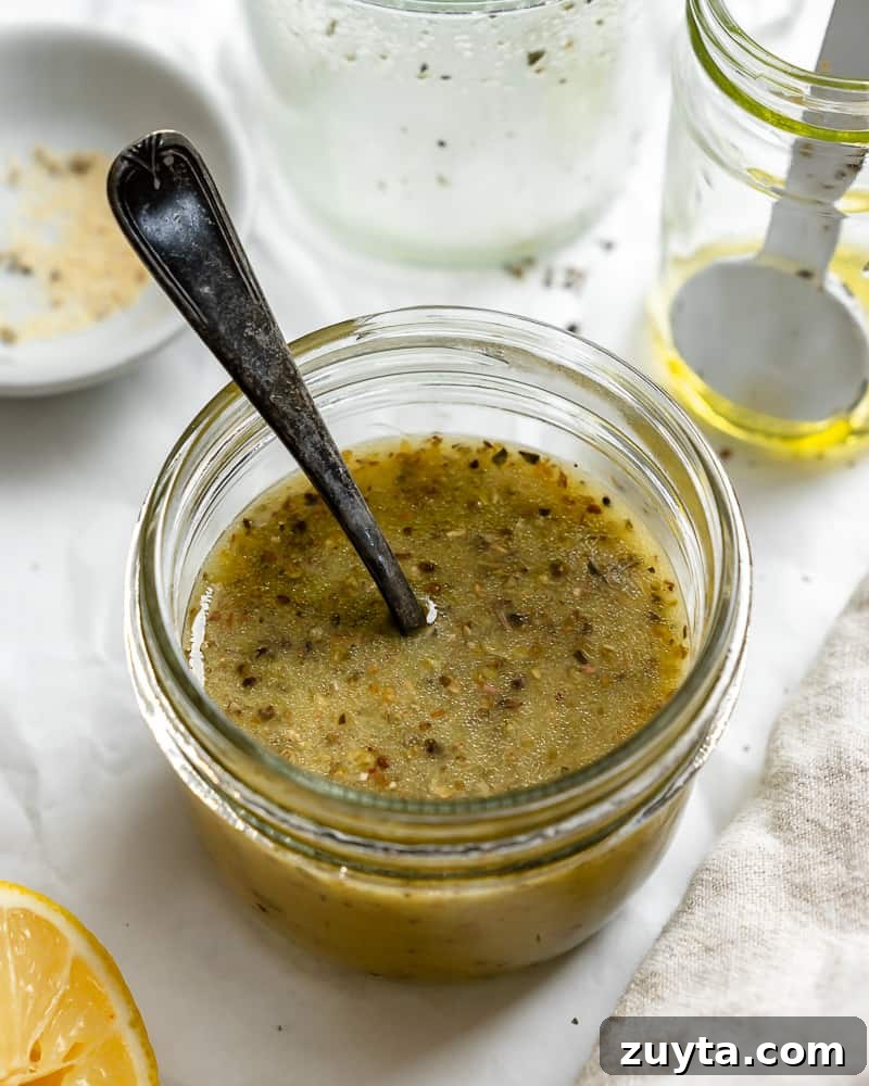 completed Basic Italian Dressing Recipe [3 Minute] in a jar