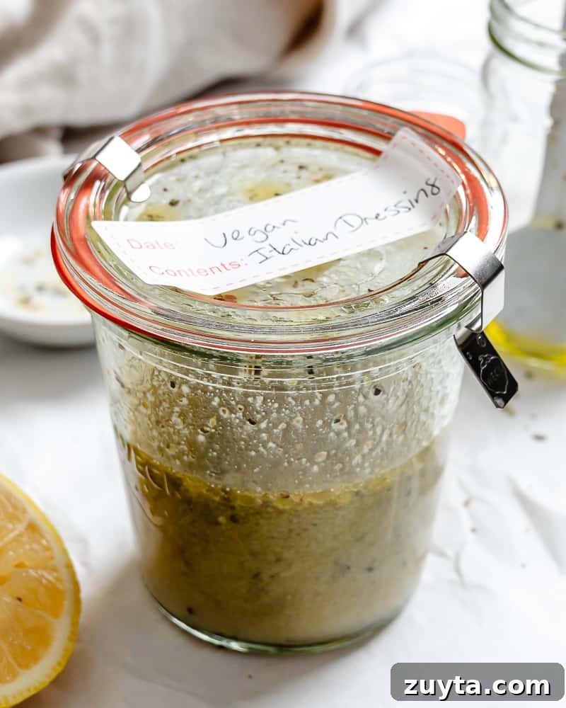 completed Basic Italian Dressing Recipe [3 Minute] in a jar