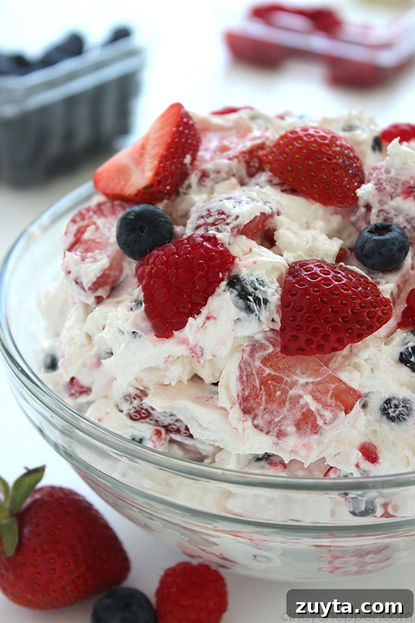 Creamy Berry Cheesecake Salad Recipe 2 Berry Cheesecake Salad - strawberries, blueberries, raspberries with cheesecake flavors