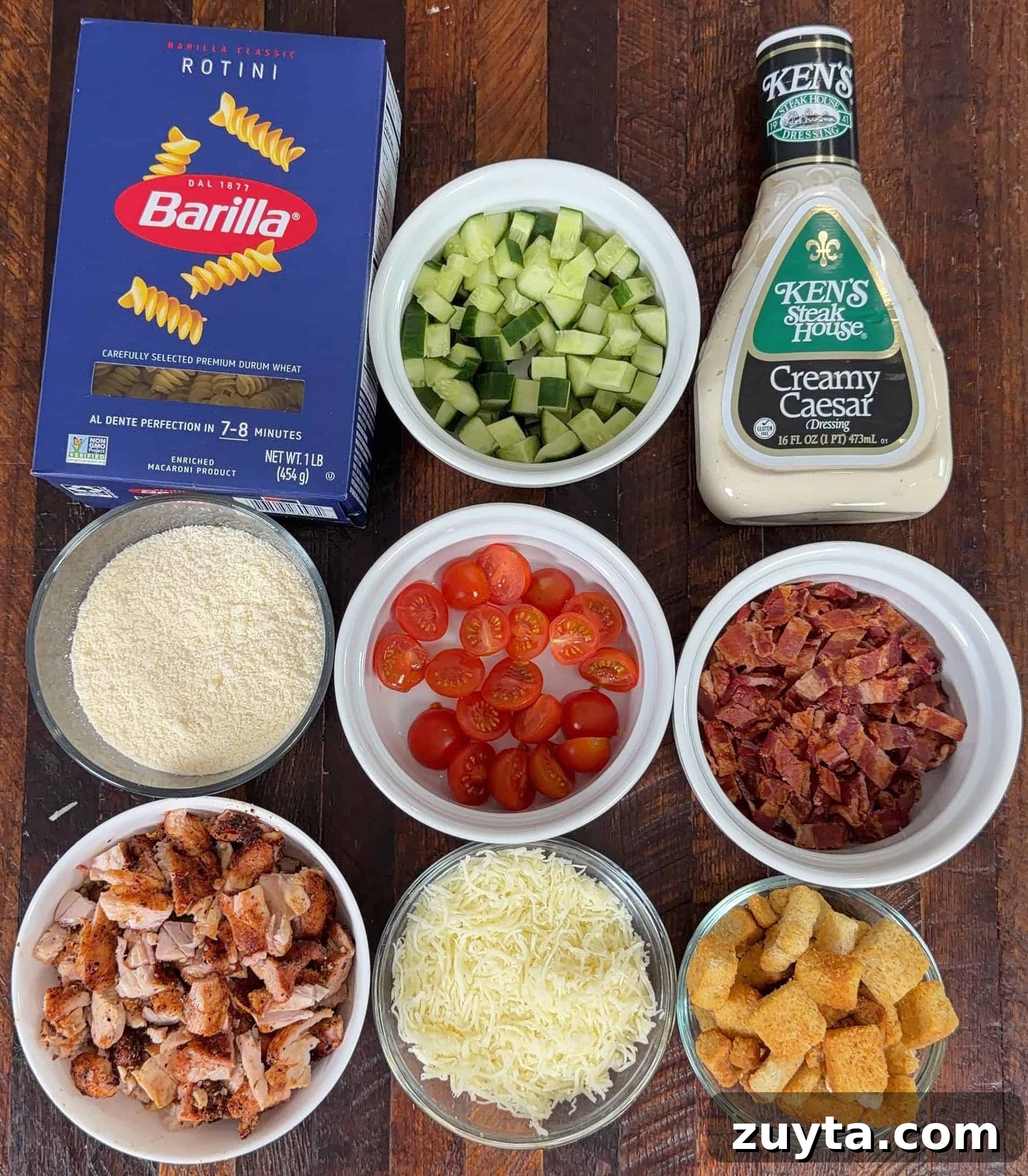 Grilled Chicken Caesar Pasta Salad ingredients
