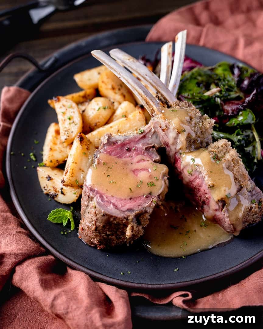 Mustard-Crusted Rack of Lamb Recipe 2 Mustard Crusted Rack of Lamb with Mint Beurre Blanc