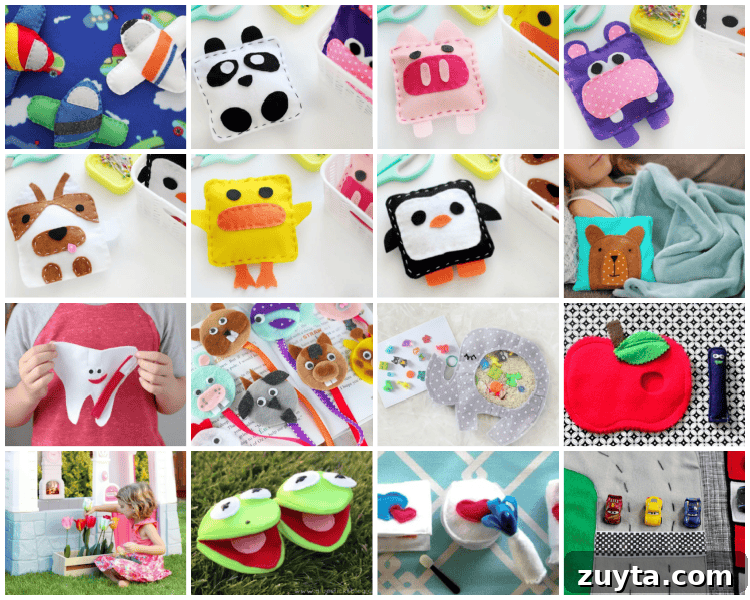 30 Felt Craft Tutorials for Handmade Toys, Gifts and Decor 2 collage of felt toy sewing projects