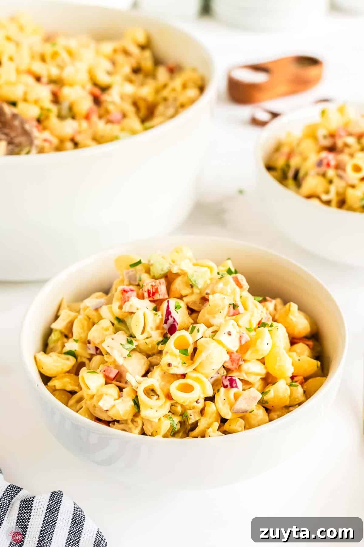 Creamy Chicken Macaroni Salad Recipe 10 two bowls of pasta salad