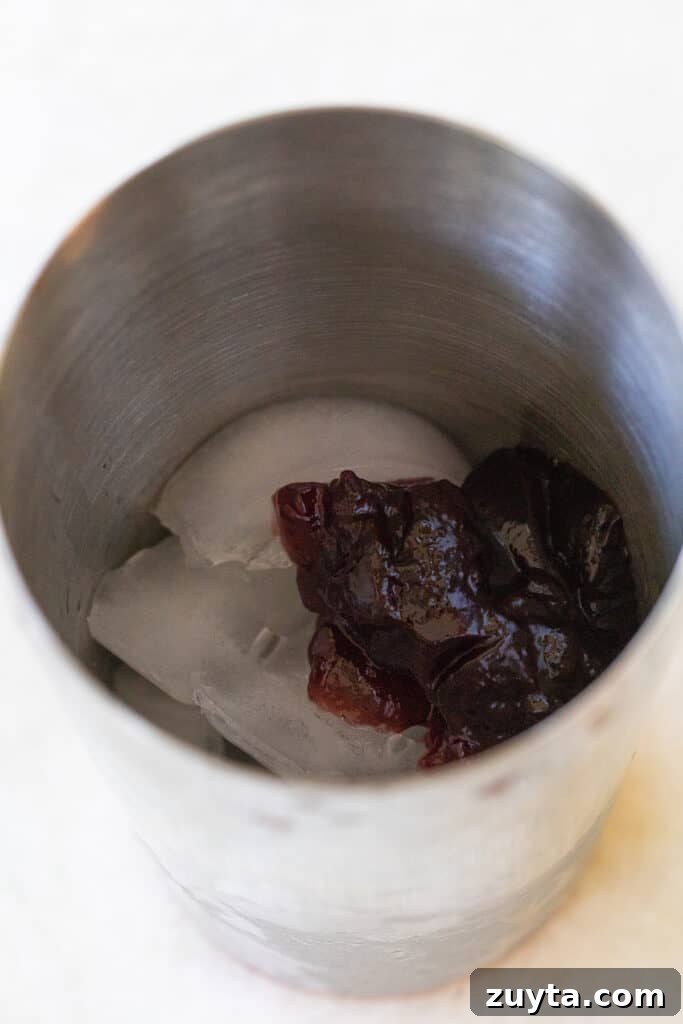 jam in a cocktail shaker