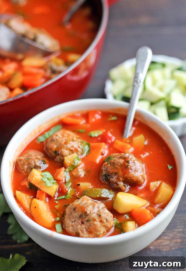 This Paleo Whole30 Mexican Meatball Soup is flavorful, packed with veggies, and so delicious! Gluten free, dairy free, egg free and nut free. This Paleo Whole30 Mexican Meatball Soup is flavorful, packed with veggies, and so delicious! Gluten free, dairy free, egg free and nut free.