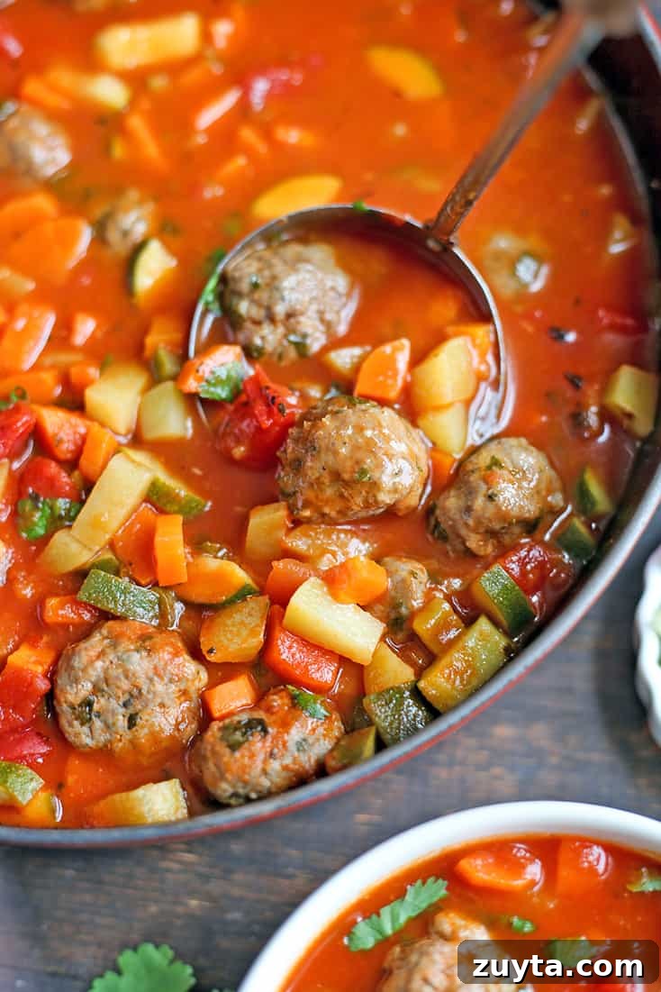 This Paleo Whole30 Mexican Meatball Soup is flavorful, packed with veggies, and so delicious! Gluten free, dairy free, egg free and nut free. This Paleo Whole30 Mexican Meatball Soup is flavorful, packed with veggies, and so delicious! Gluten free, dairy free, egg free and nut free.