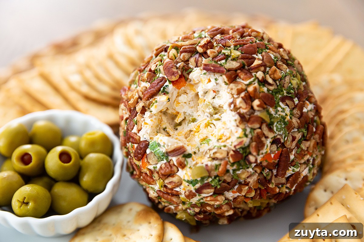 How to Make an Olive Cheese Ball 3 Olive Cheeseball with Pecans