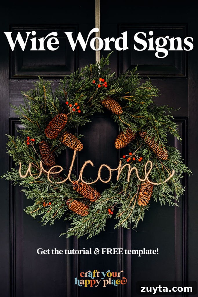 DIY Wired Word Signs Tutorial and Free Template 2 Have you ever wondered how to make wire words? In this crafty DIY, learn to make yarn wrapped wire word art to decorate a basic store-bought Christmas wreath. Also included are ideas for different material finishing -- like jute, faux neon signs, and twinkle light word art. Read this tutorial on making your own wrapped wire word art and where to use them. Free template included with the tutorial!