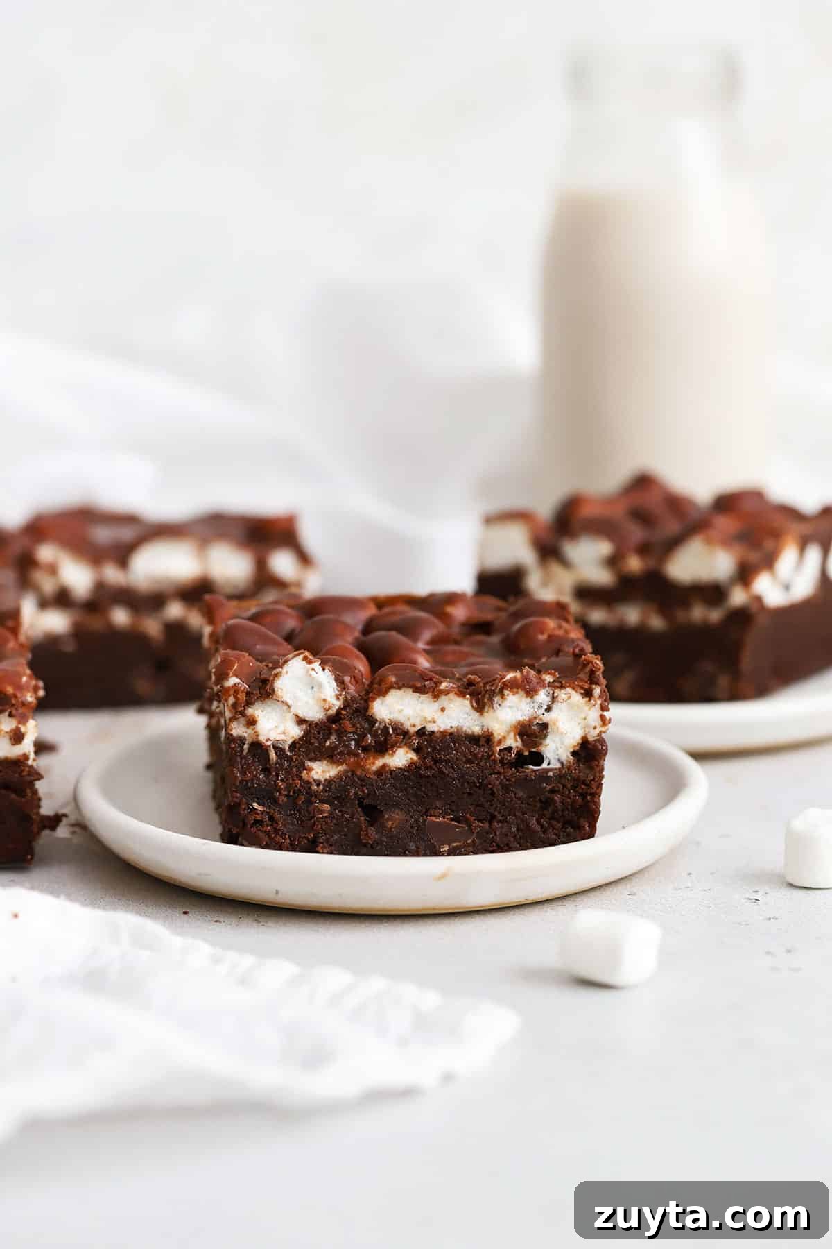 Fudgy Gluten-Free Marshmallow Brownies Recipe 3 marshmallow brownies cut into squares