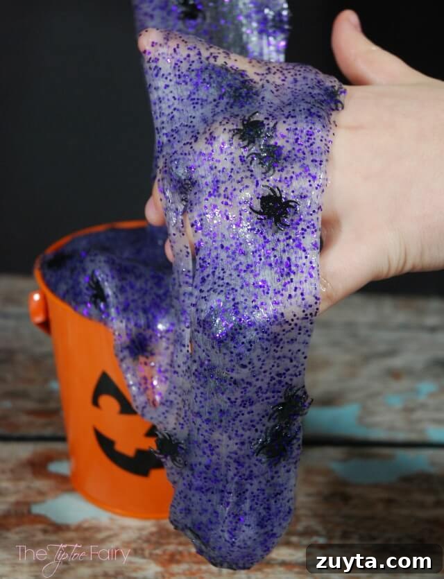 Halloween Spider Slime - fun holiday play for kids! #ad #GameOnTheGo | The TipToe Fairy