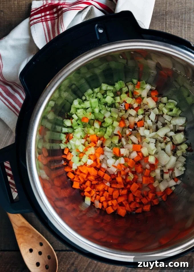Instant Pot Bolognese Sauce Recipe 2 carrots, celery, and onions in an instant pot for bolognese recipe