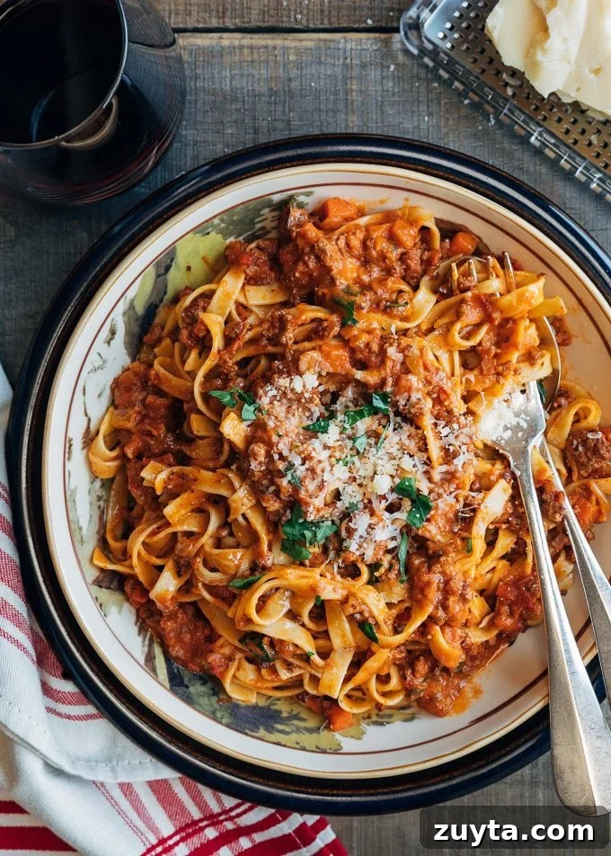 Instant Pot Bolognese Sauce Recipe 5 ragu bolognese with tagliatelle pasta and grated parmigiano reggiano