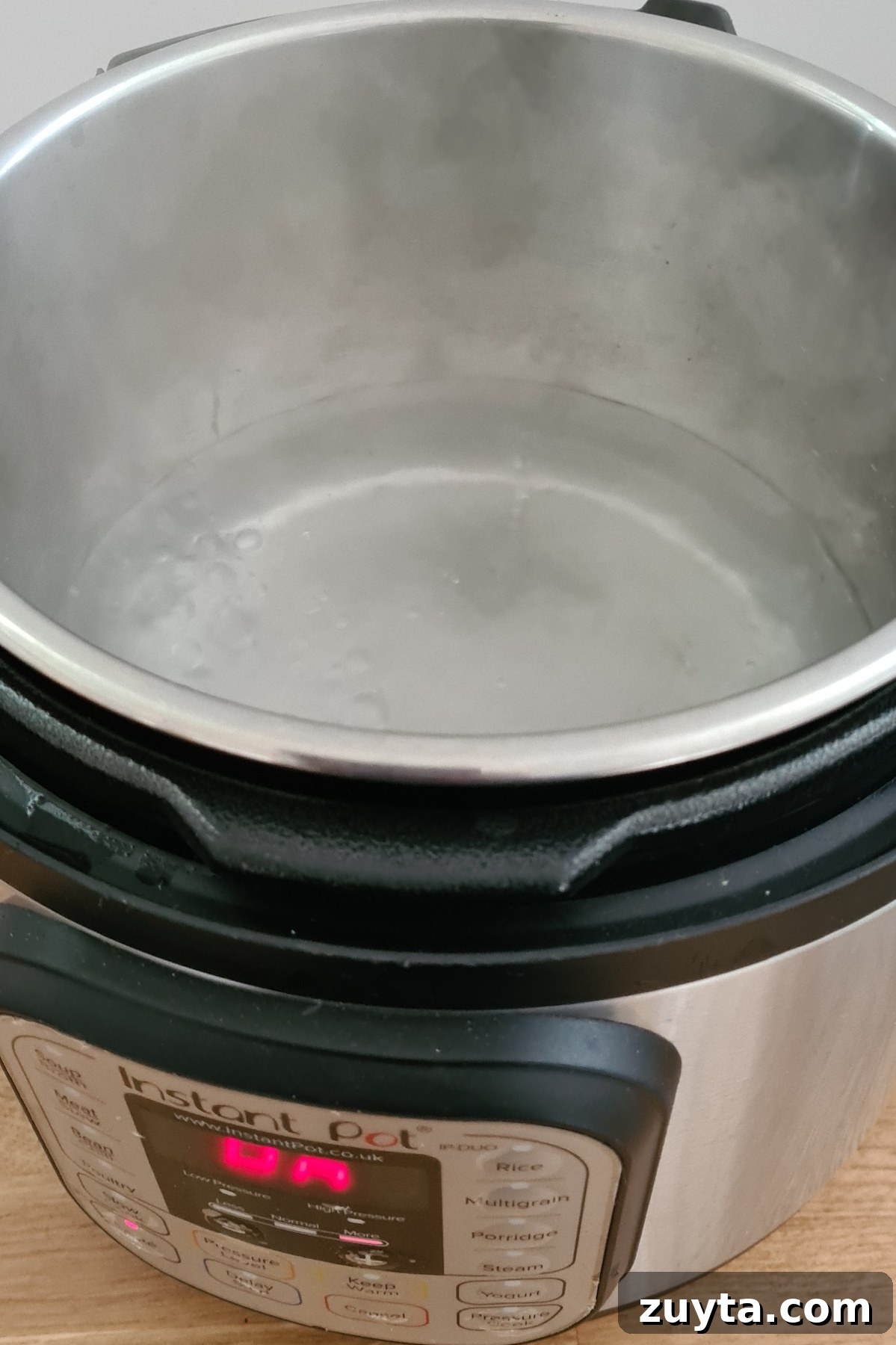 top down view of the final step in how to boil water in instant pot