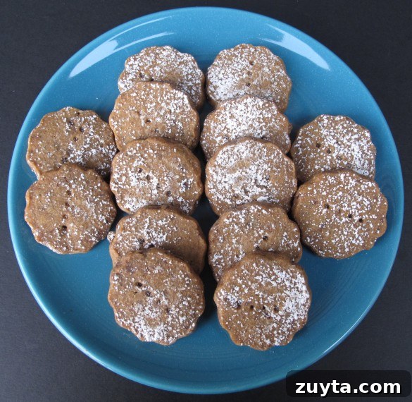 Espresso Chocolate Shortbread Cookies on a blue plate.